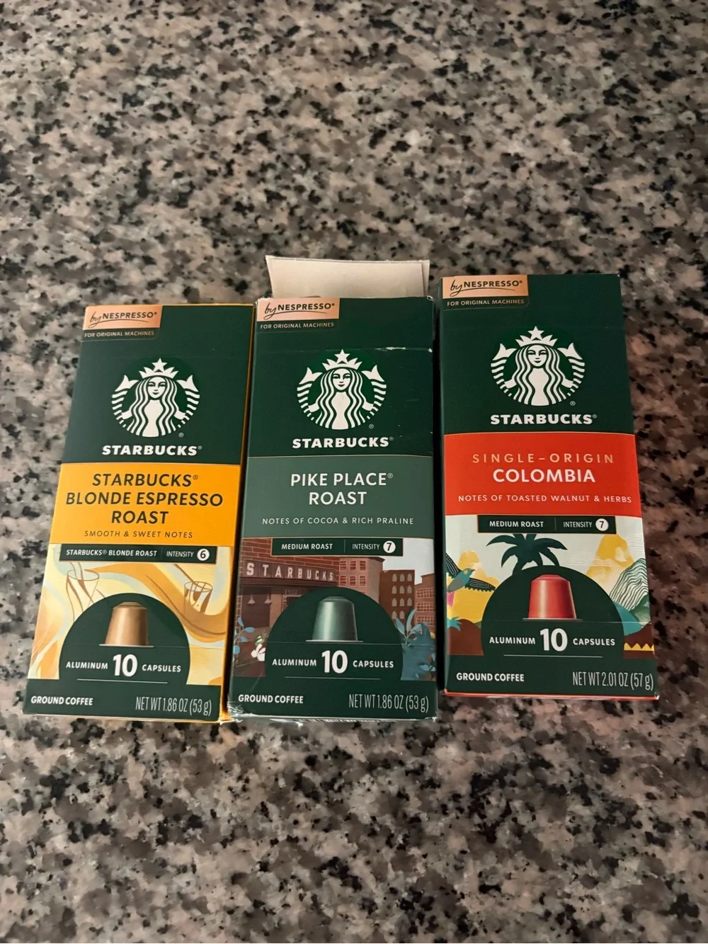 Starbucks Coffee Capsules - Green, Yellow, Orange Boxes